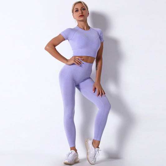 Dame Sporty Crop-Top med højhøjede leggings i kompressionsdesign Stilla