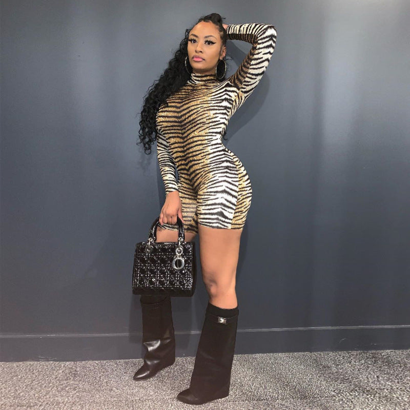 Dame dyretryk enhed med høj krave og lange ærmer Stilla