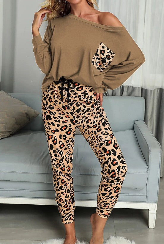 Dame Casual leggings med trendy leopardmønster Stilla