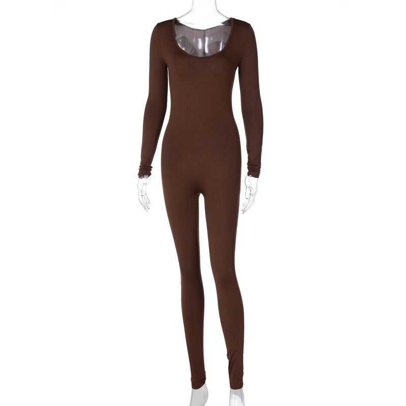 Damen Elegant Langærmet Jumpsuit med gennemsigtigt Overdel Stilla