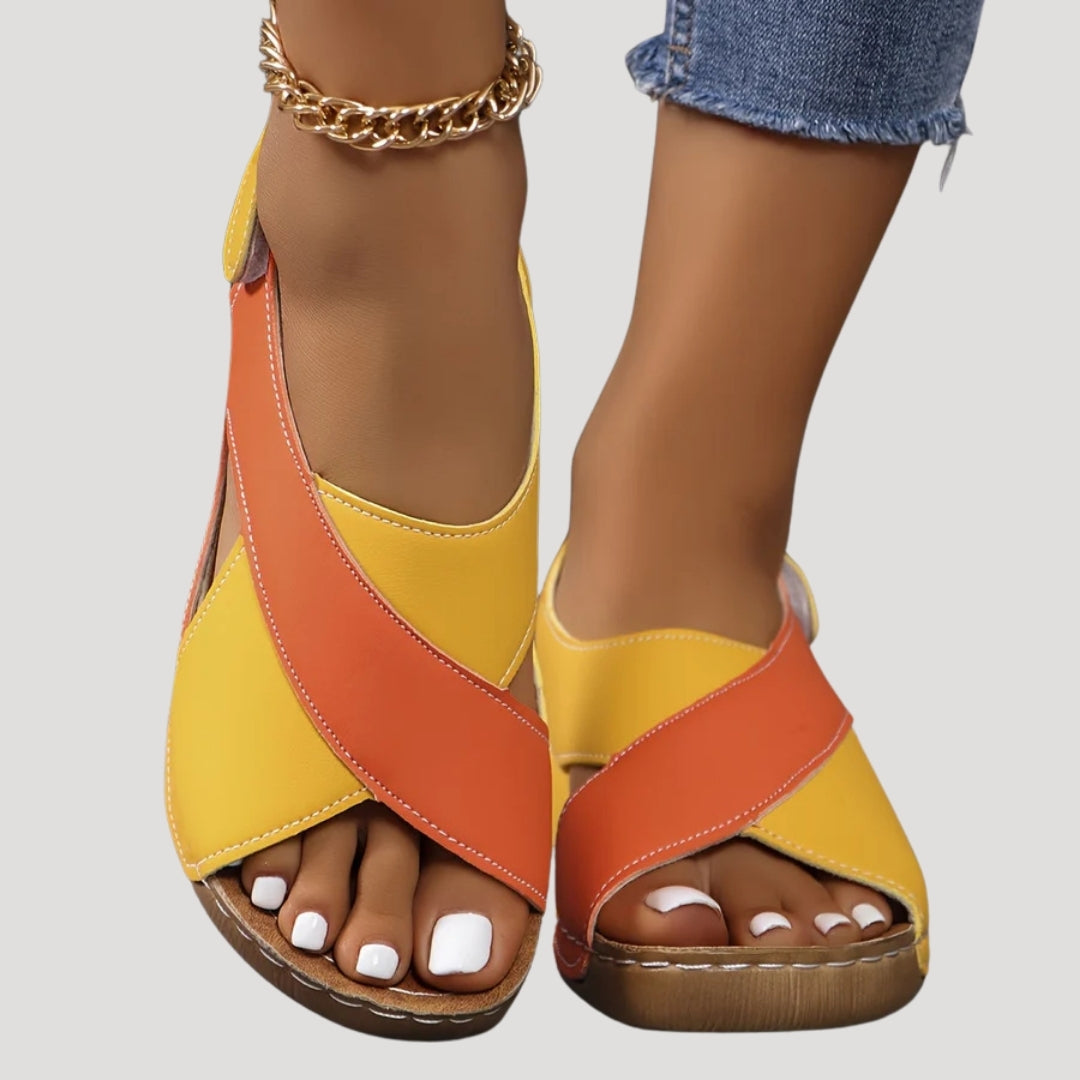 Stilla | Kvinders Farveblok Slingback Kilehæl Sandaler