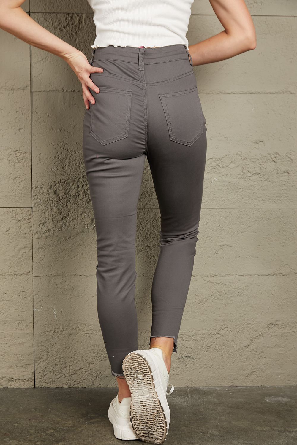 Stilla | Knap-åbning Kant Detalje Skinny Jeans