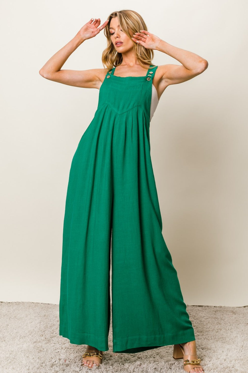 Stilla | Texture Uden Ærmer Bred Ben Jumpsuit