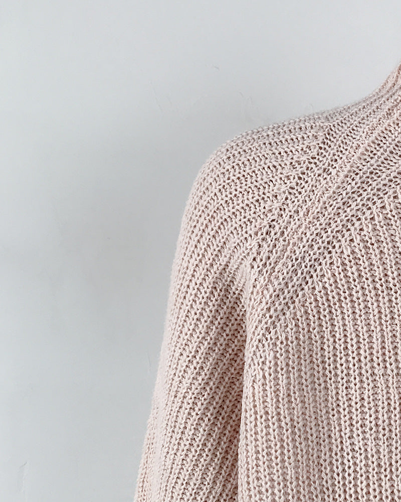 Stilla | Turtleneck Langærmet Strikket Loose Trøje Mini Kjole