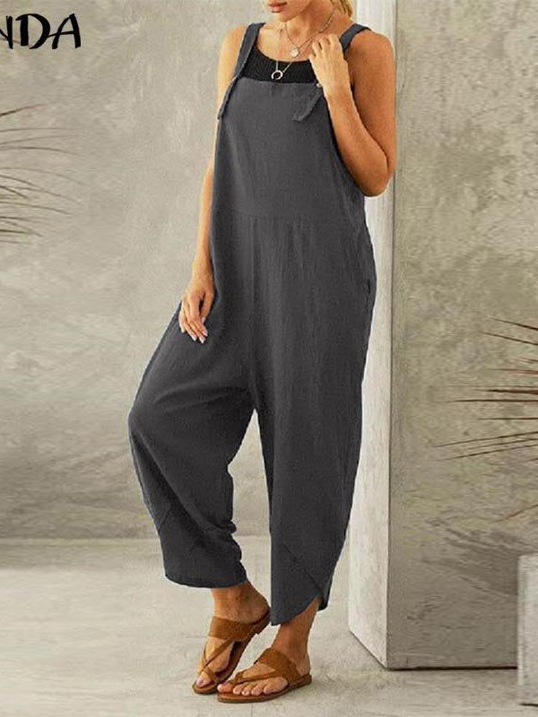 Stilla | Spaghetti Rem Solid Farve Side Lomme Overall Jumpsuit