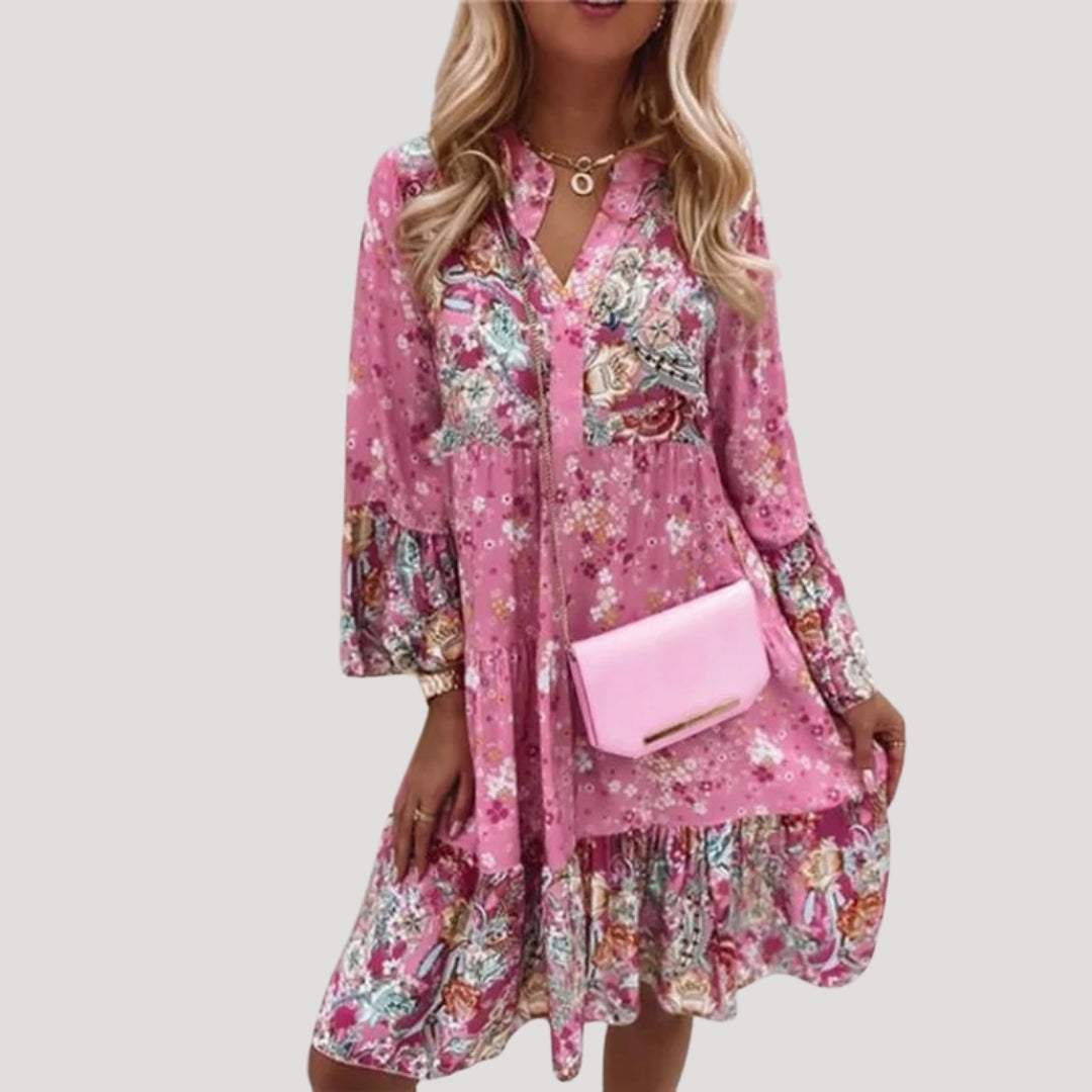 Stilla | Kvindernes Boho Blomster Sommer Midi Kjole