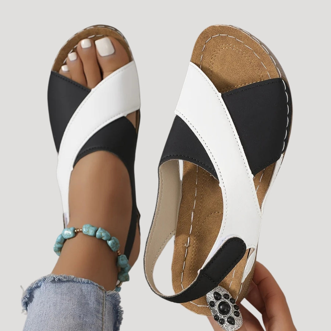 Stilla | Kvinders Farveblok Slingback Kilehæl Sandaler