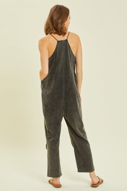 Stilla | Fuld Størrelse Mineral-vasket Oversized Jumpsuit Med Lommer