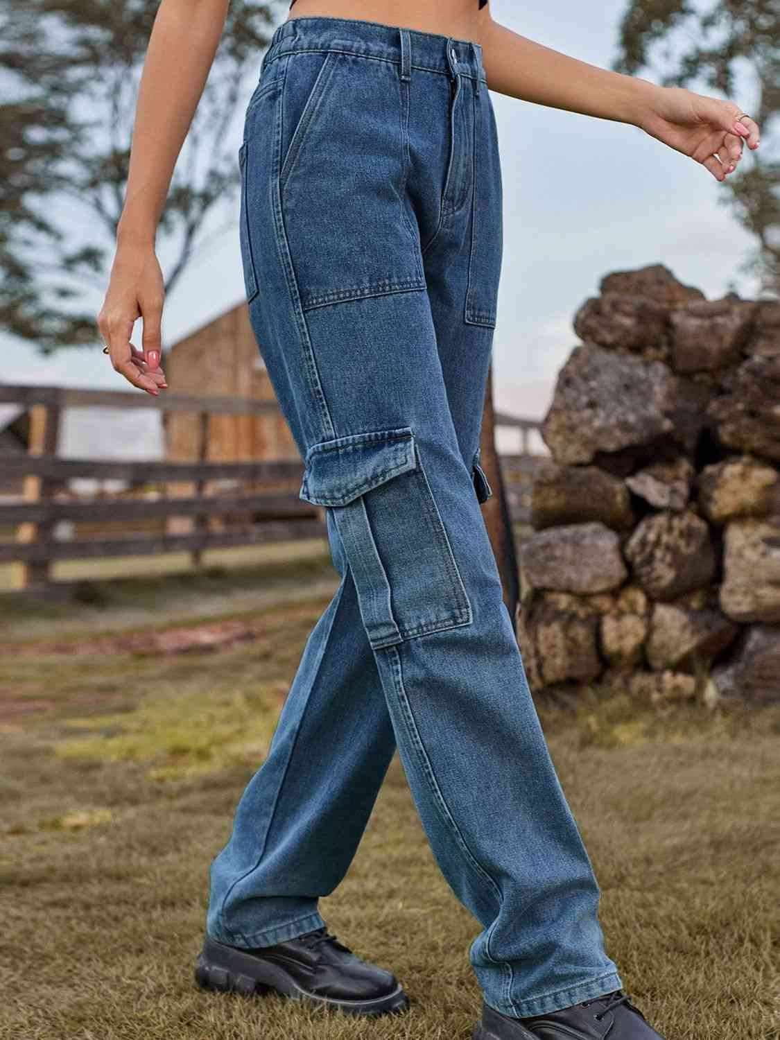 Stilla | Talje Cargo Jeans