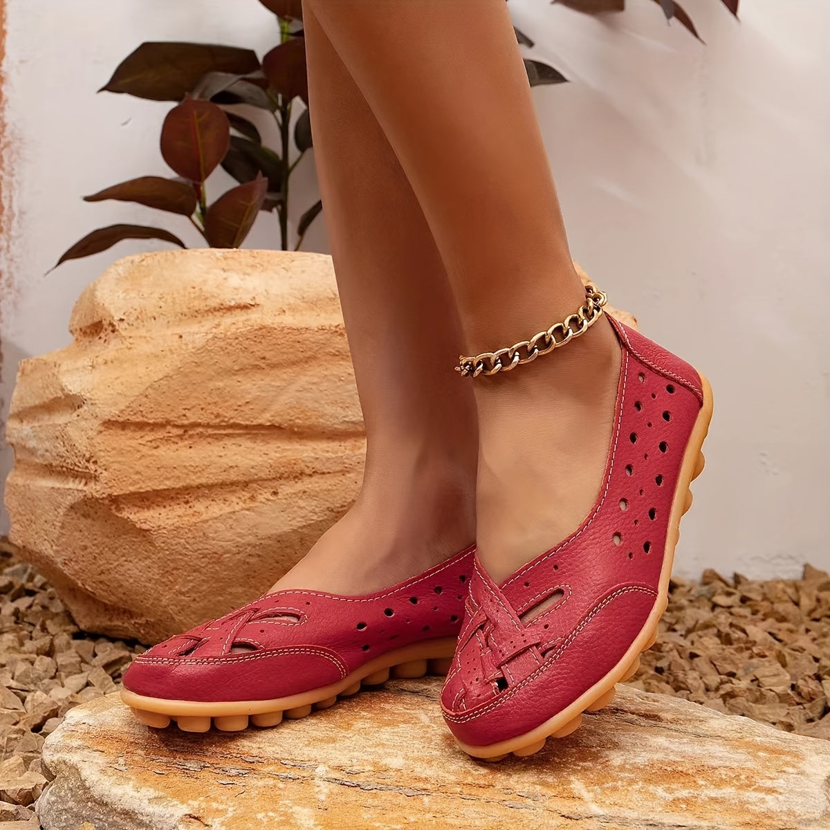 Stilla | Dame Loafers Med Tværgående Remme, Åndbare Og Komfortable Slip on Sko