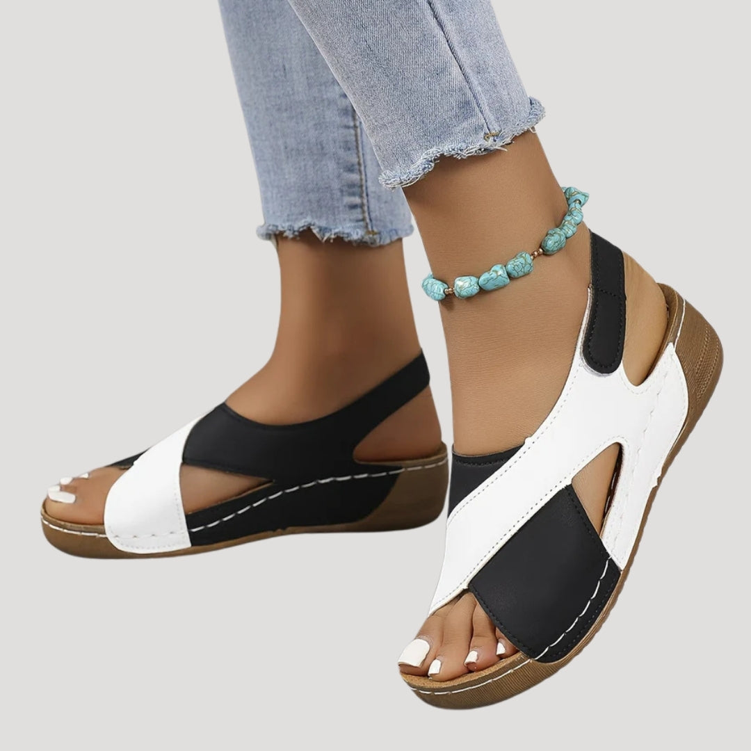 Stilla | Kvinders Farveblok Slingback Kilehæl Sandaler