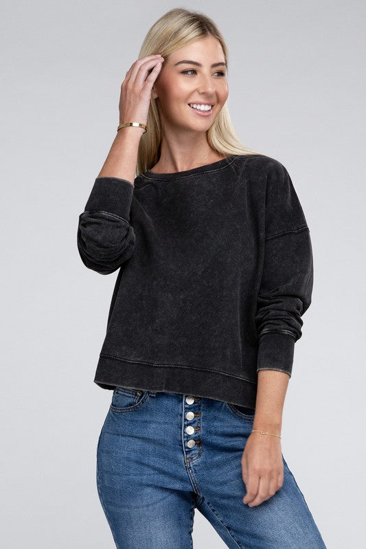 Stilla | Terry Acid Wash Båd Hals Pullover