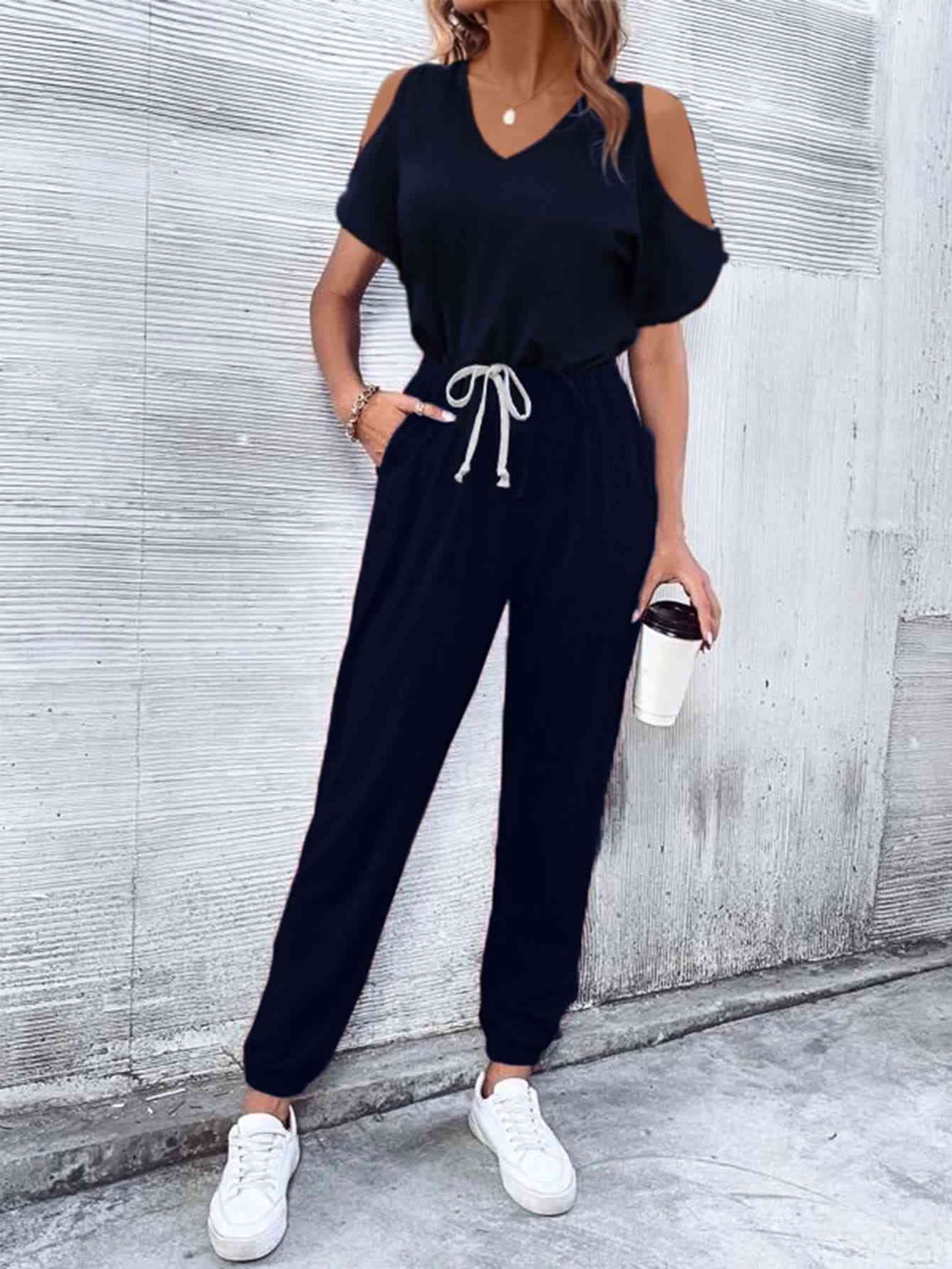 Stilla | Nakke Kold-skulder Jumpsuit Med Lommer