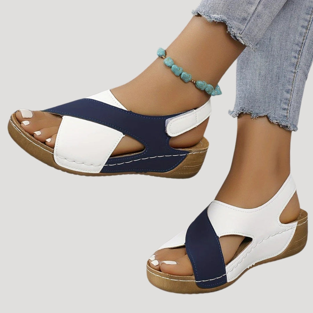 Stilla | Kvinders Farveblok Slingback Kilehæl Sandaler