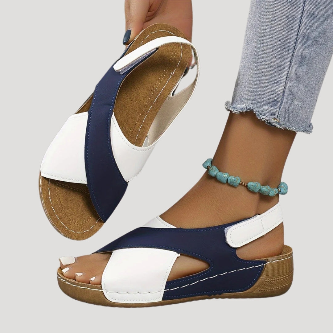 Stilla | Kvinders Farveblok Slingback Kilehæl Sandaler
