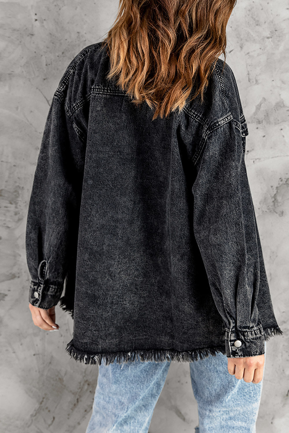 Stilla | up Pocketed Raw Hem Denim Jakke