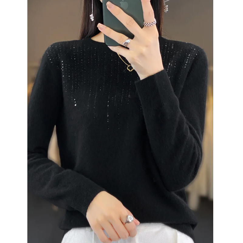 Stilla | Dame sweater i strik med glitrende detaljer