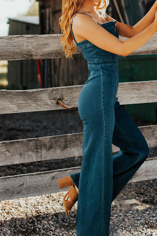 Stilla | Jumpsuit Med Bredde Ben og Retro Rørtop Bodice