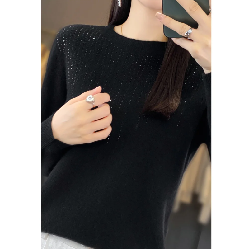 Stilla | Dame sweater i strik med glitrende detaljer