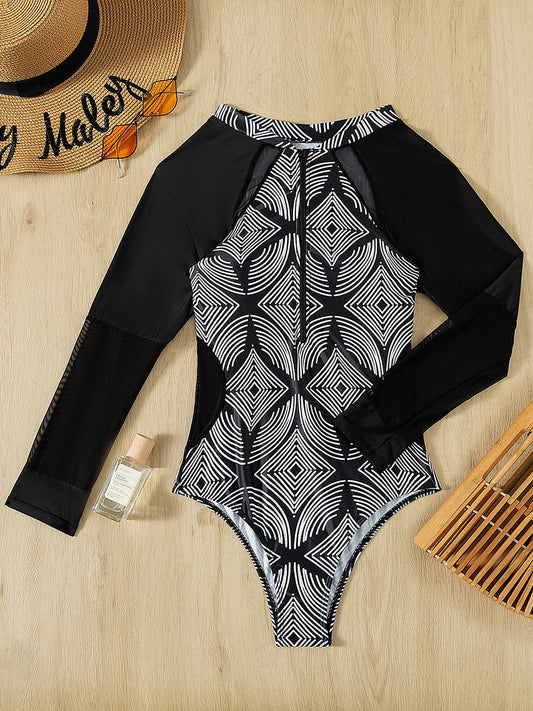 Stilla | Zip Rund Hals One-piece Badetøj