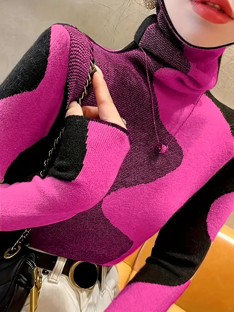 Stilla | Farve Block Rullekrave Sweater