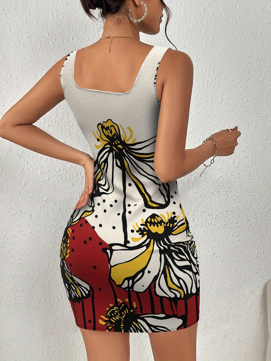 Stilla | Elegant Kjole Til Bodycon Kjole Med Marmorprint, Skat