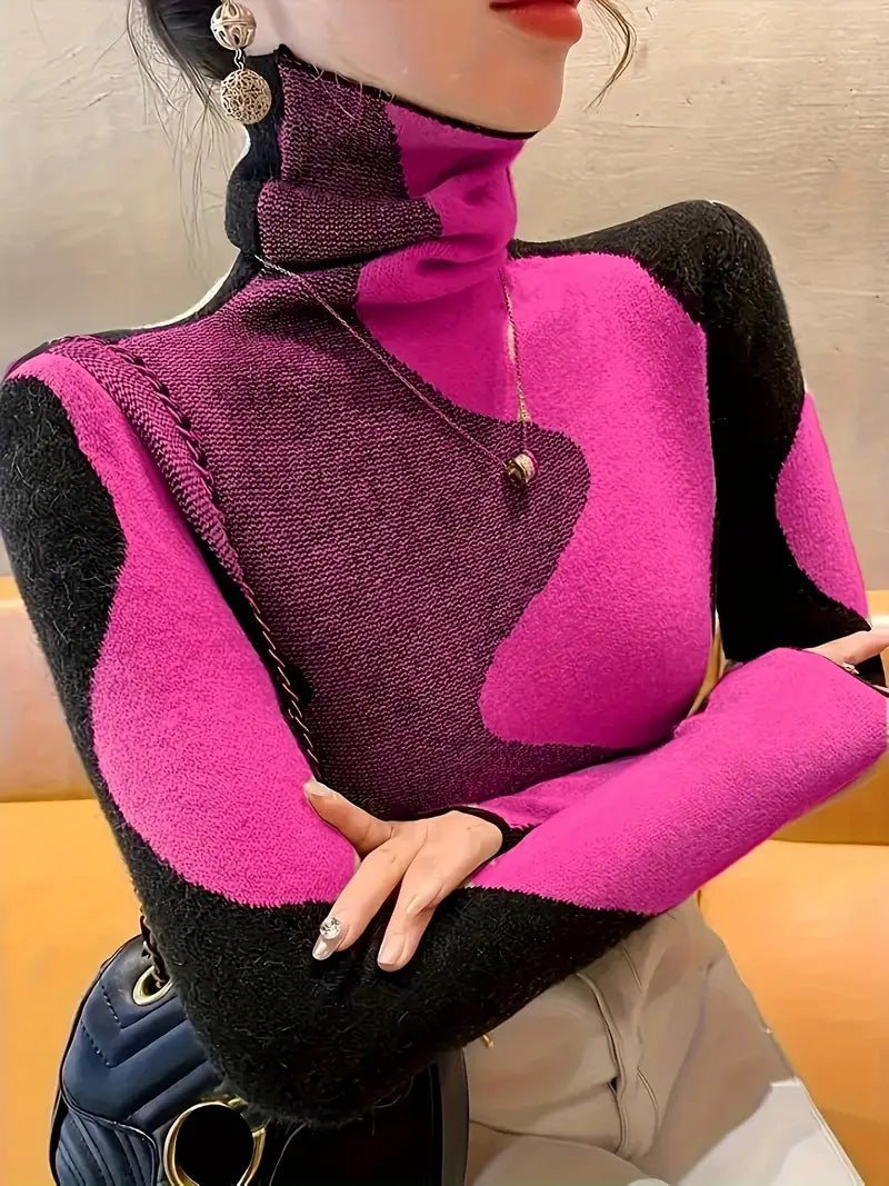 Stilla | Farve Block Rullekrave Sweater