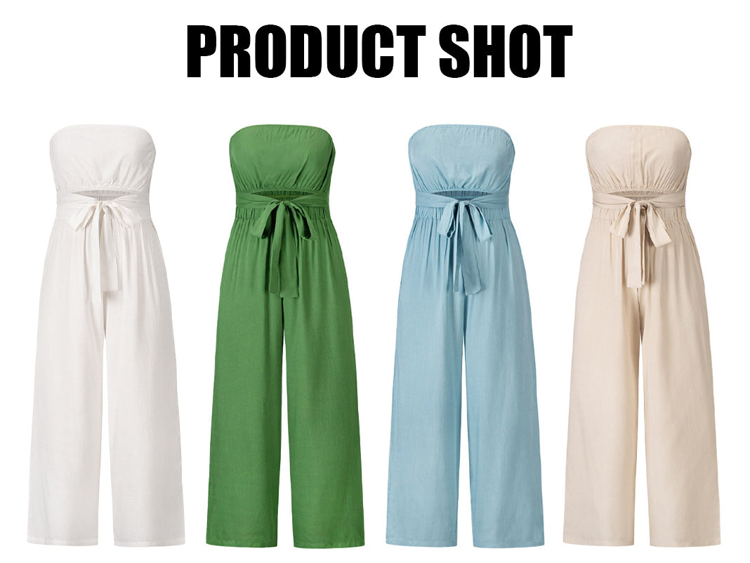 Stilla | Afslappet Uden Ærmer Crop Top Bred Ben Lang Jumpsuit