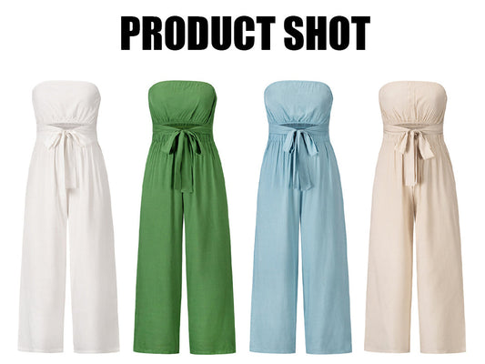 Stilla | Afslappet Uden Ærmer Crop Top Bred Ben Lang Jumpsuit