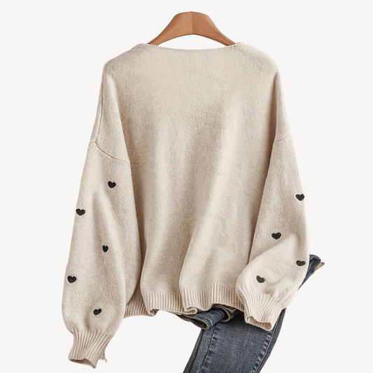 Stilla | Hjerteprint bomulds-cardigan til kvinder