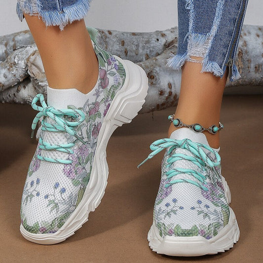 Stilla | Sneakers Med Blomsterprint Og Snørebåndslukning