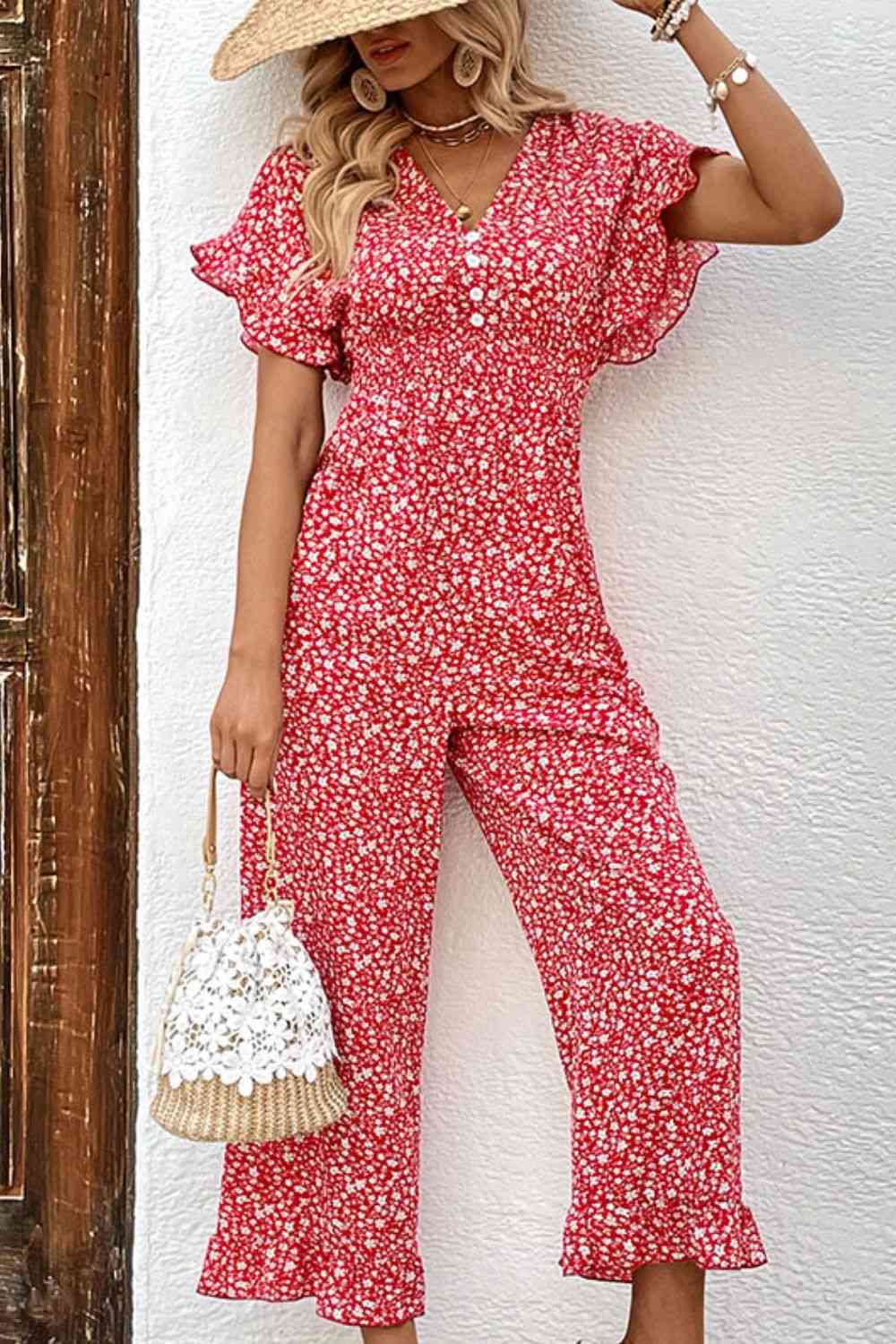Stilla | Tie Back Ruffled Jumpsuit
