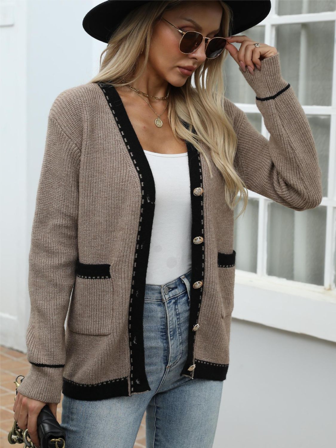 Stilla | Trim Button Up Langærmet Cardigan