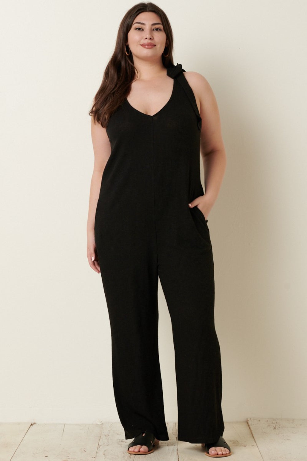 Stilla | Ribstrik V-hals Krydsrygs Jumpsuit