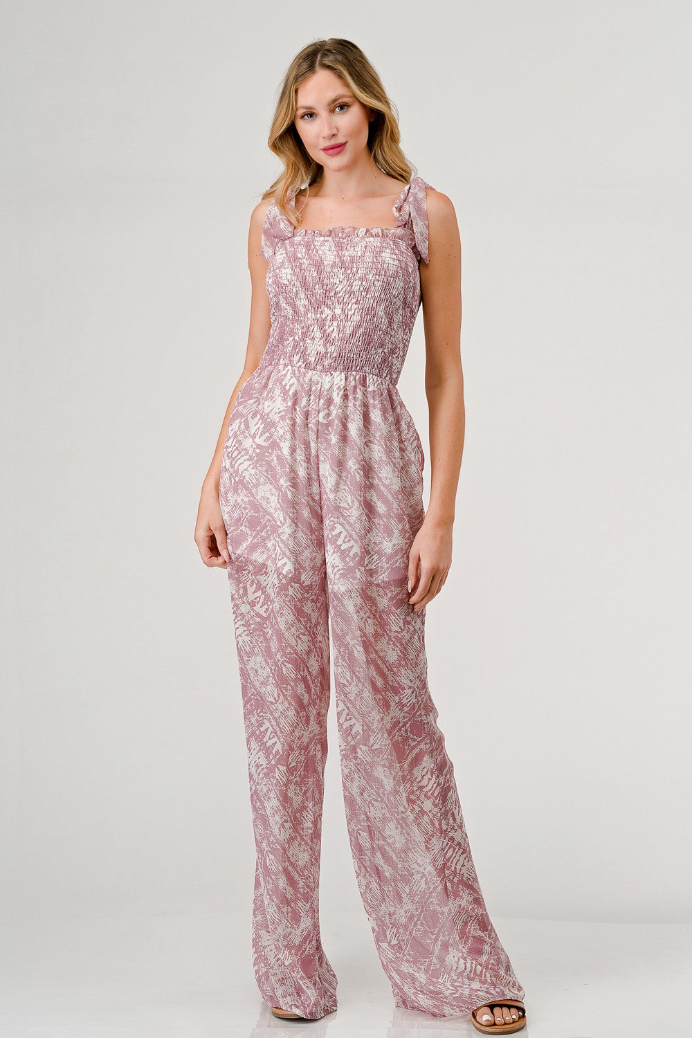 Stilla | Trykt Bånd Skulder Bred Ben Jumpsuit