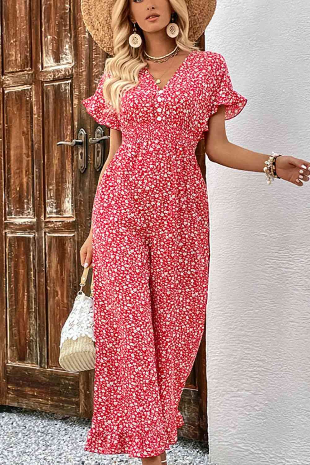 Stilla | Tie Back Ruffled Jumpsuit