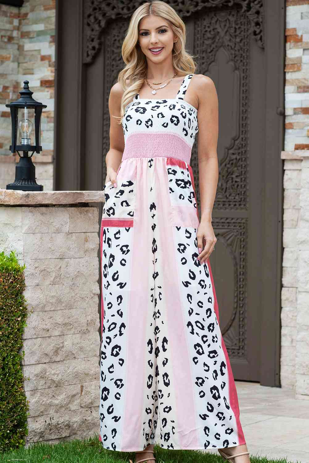 Stilla | Farveblok Smocked Jumpsuit