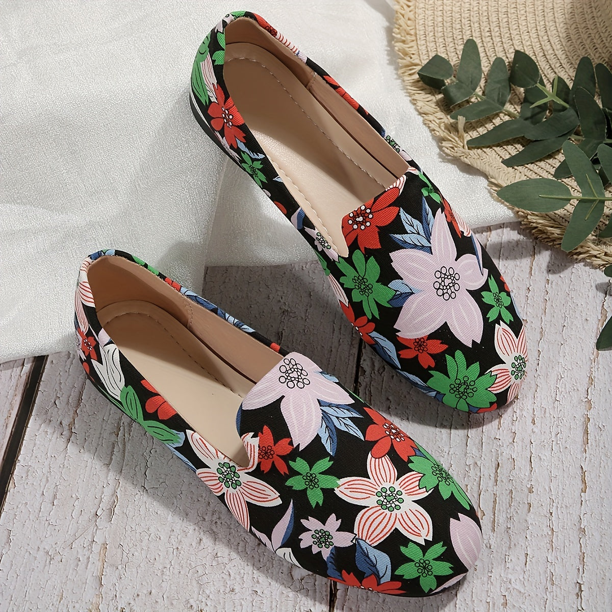 Stilla | Dame Slip on Loafers Blomster