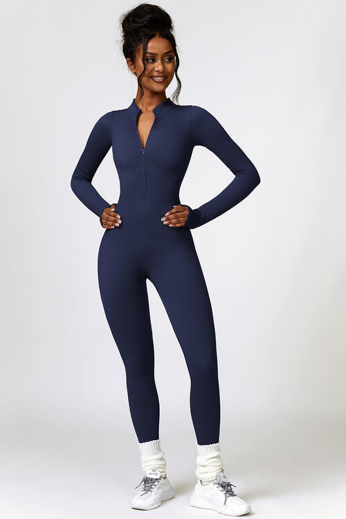 Stilla | Zip Langærmet Aktiv Jumpsuit