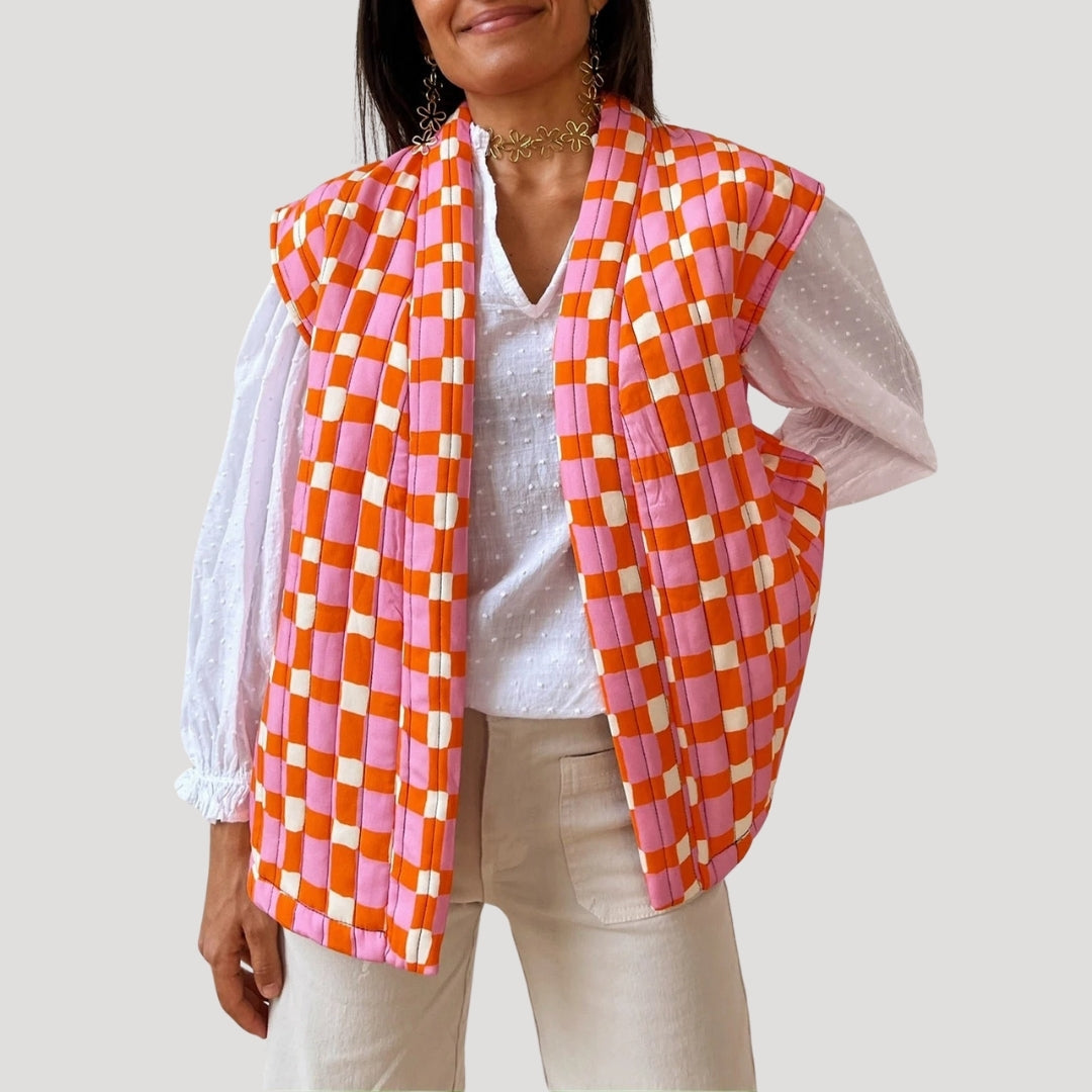 Stilla | Quilted Ærmeløs Trykt Vest