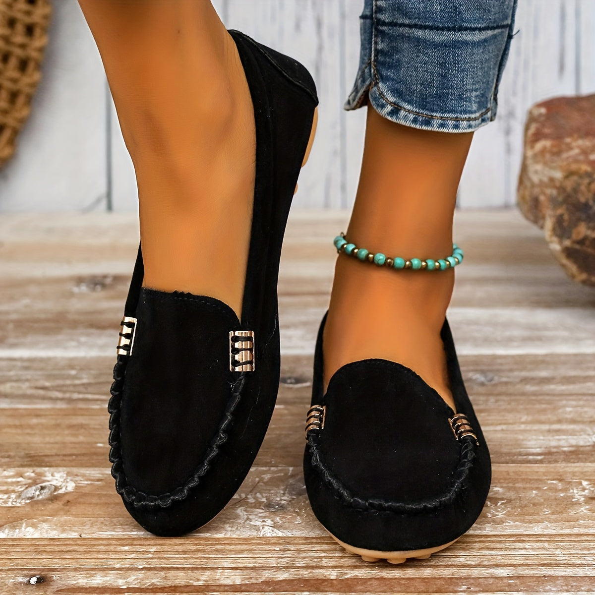 Stilla | Loafers Med Metalisk Element Komfortable Slips on Sko, Lette Og Fashionable