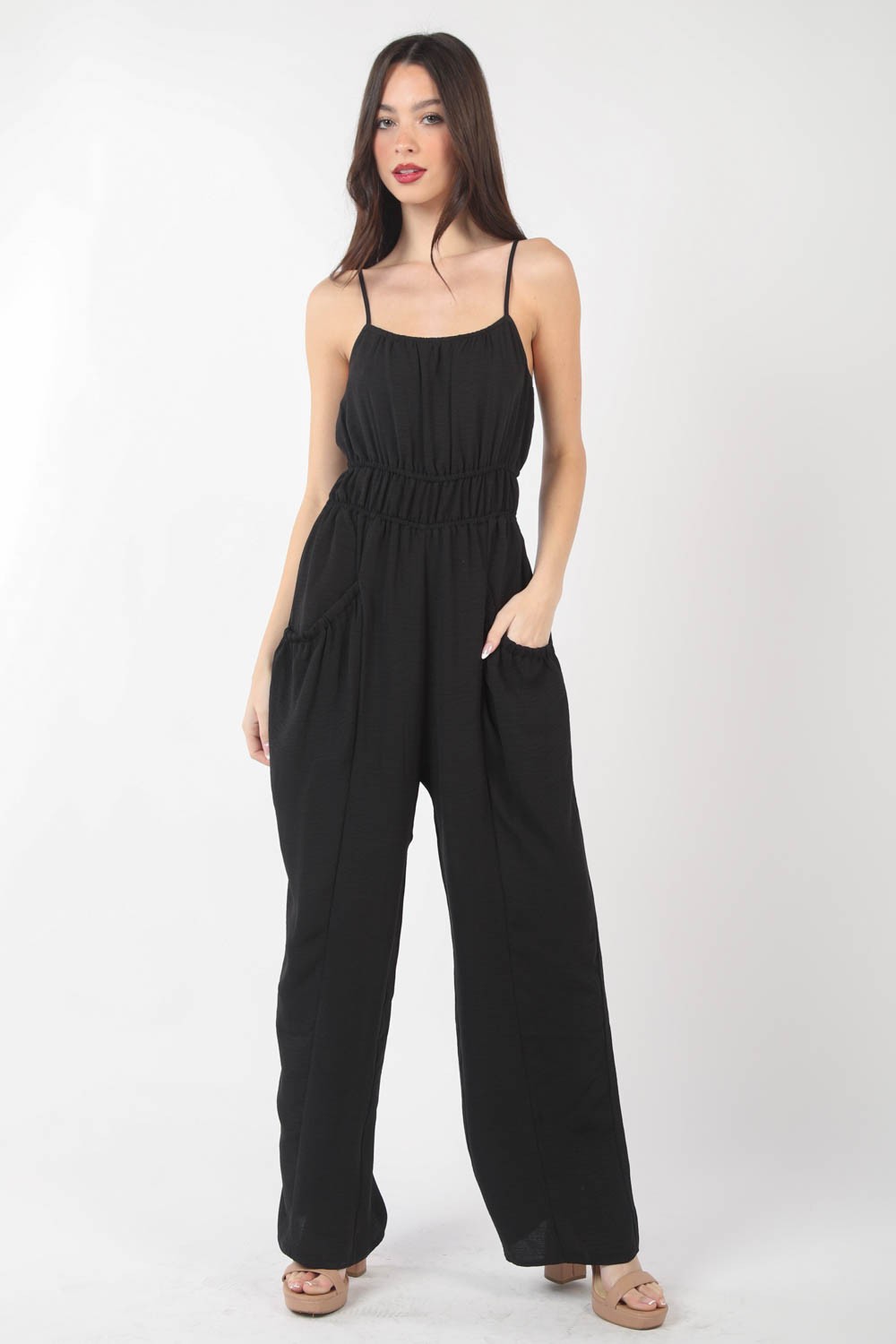 Stilla | J Pintuck Detalje Vævet Ærmeløs Jumpsuit