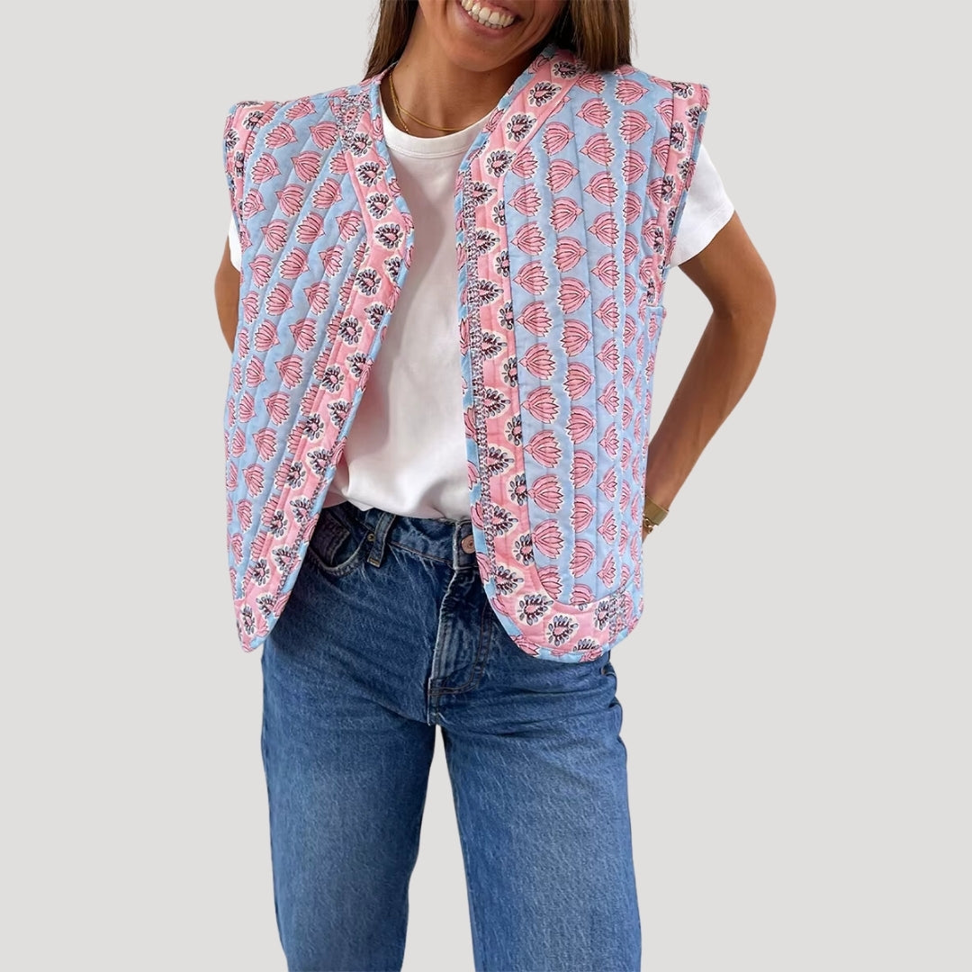 Stilla | Quilted Ærmeløs Trykt Vest