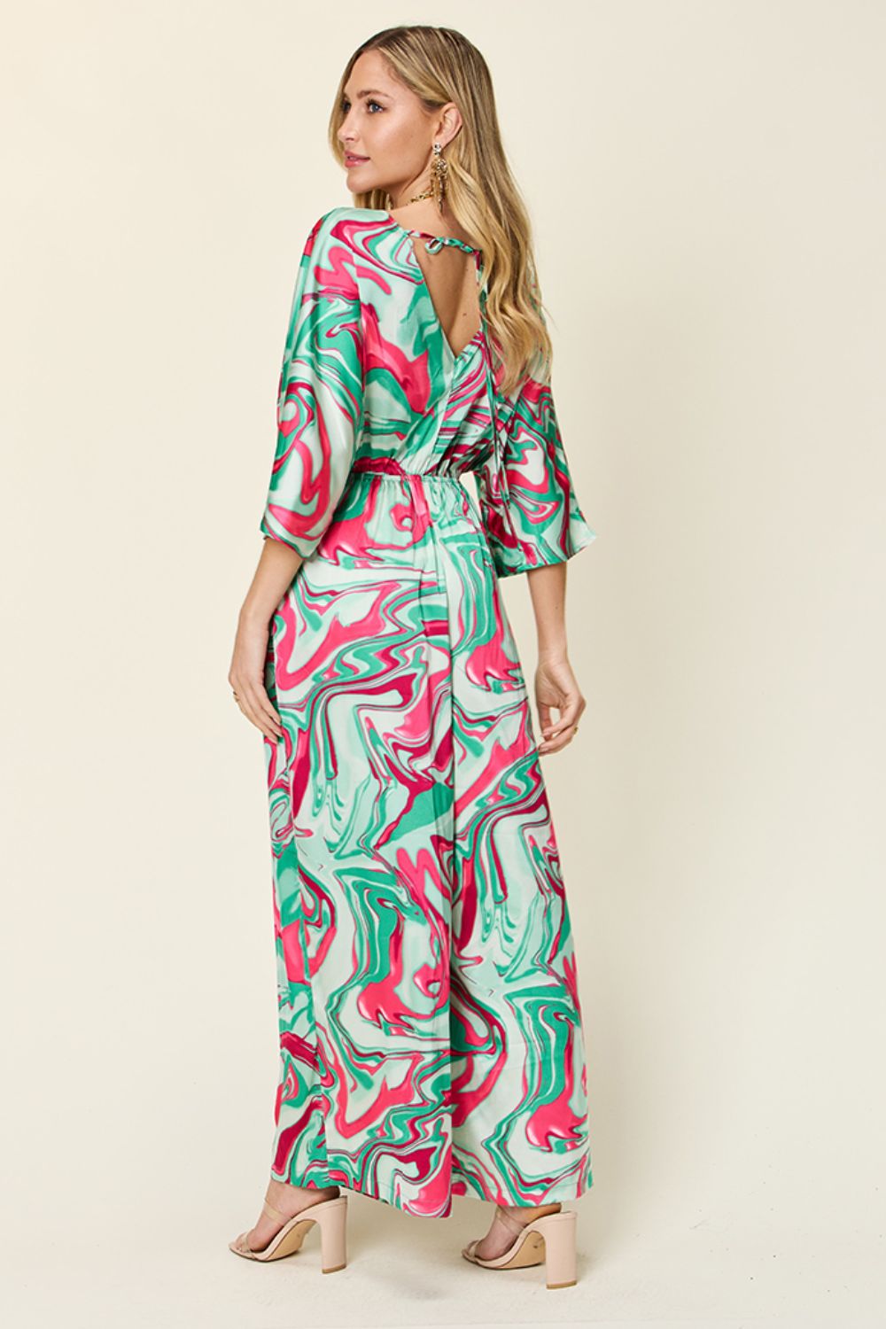 Stilla | Tag Fuldt Størrelse Halv Ærme Bred Ben Jumpsuit