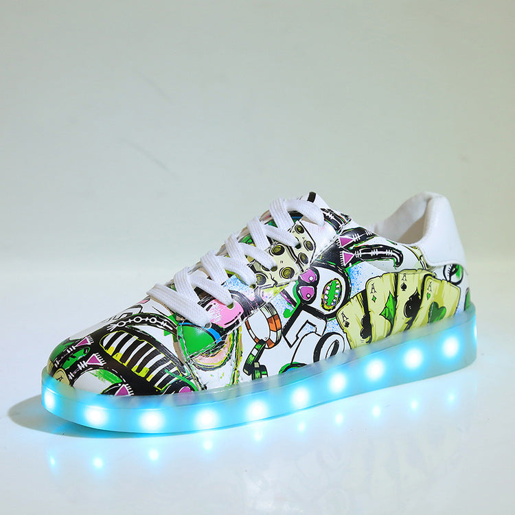 Dame lysende sneakers med iøjnefaldende grafik og skridsikker sål Stilla