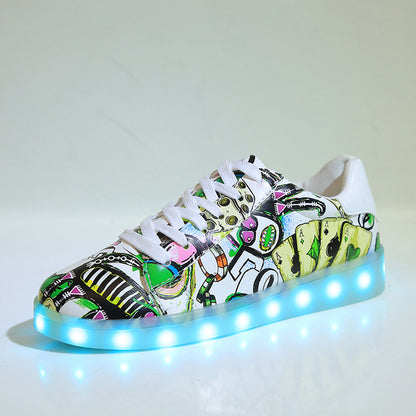 Dame lysende sneakers med iøjnefaldende grafik og skridsikker sål Stilla