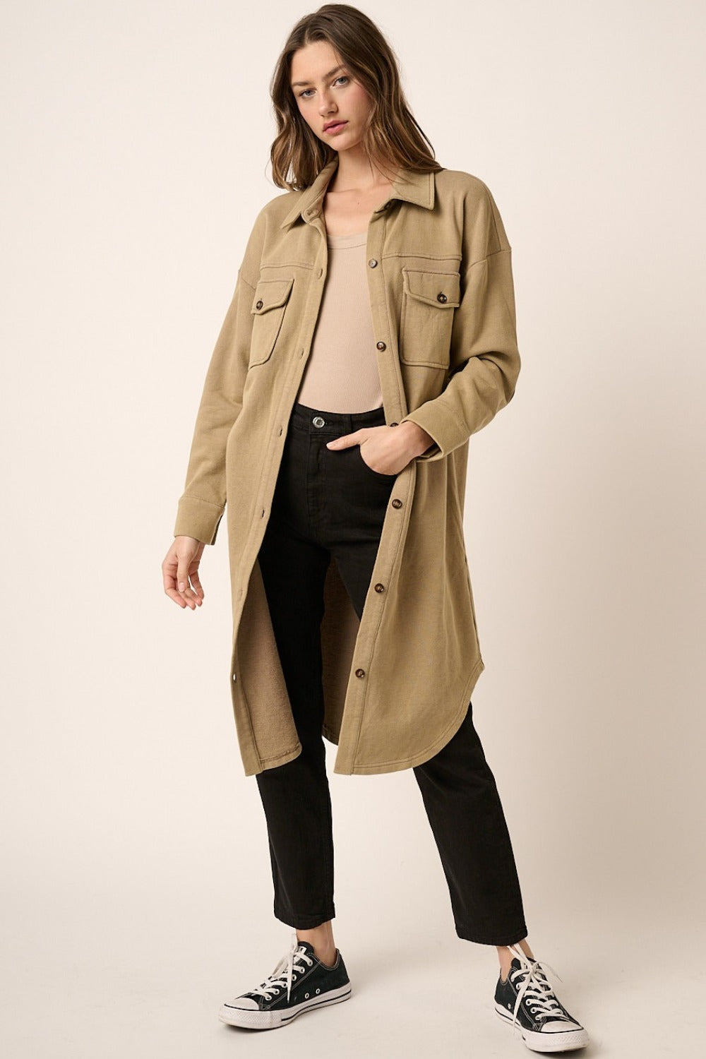 Stilla | Lang Jakke I Acid Washed Fransk Terry Mittoshop