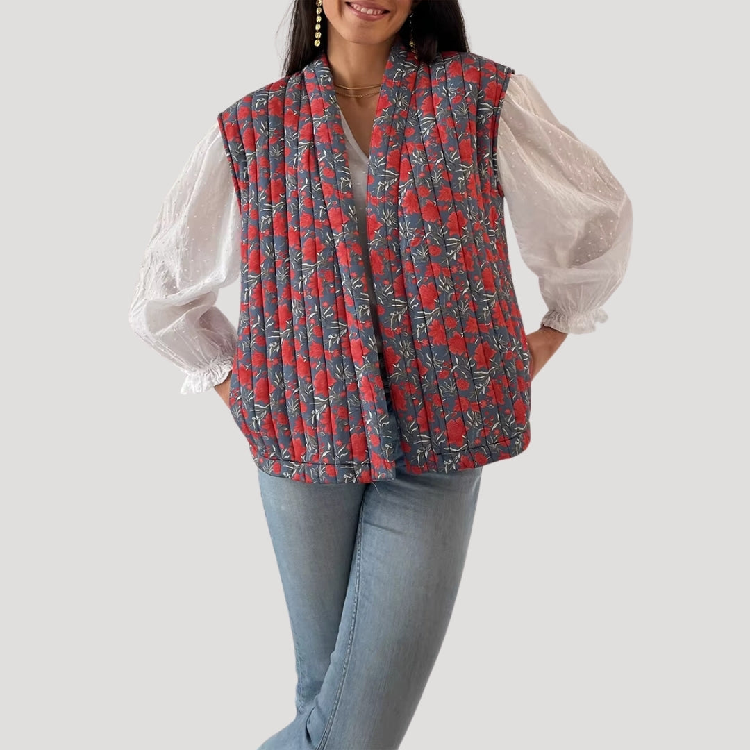 Stilla | Quilted Ærmeløs Trykt Vest