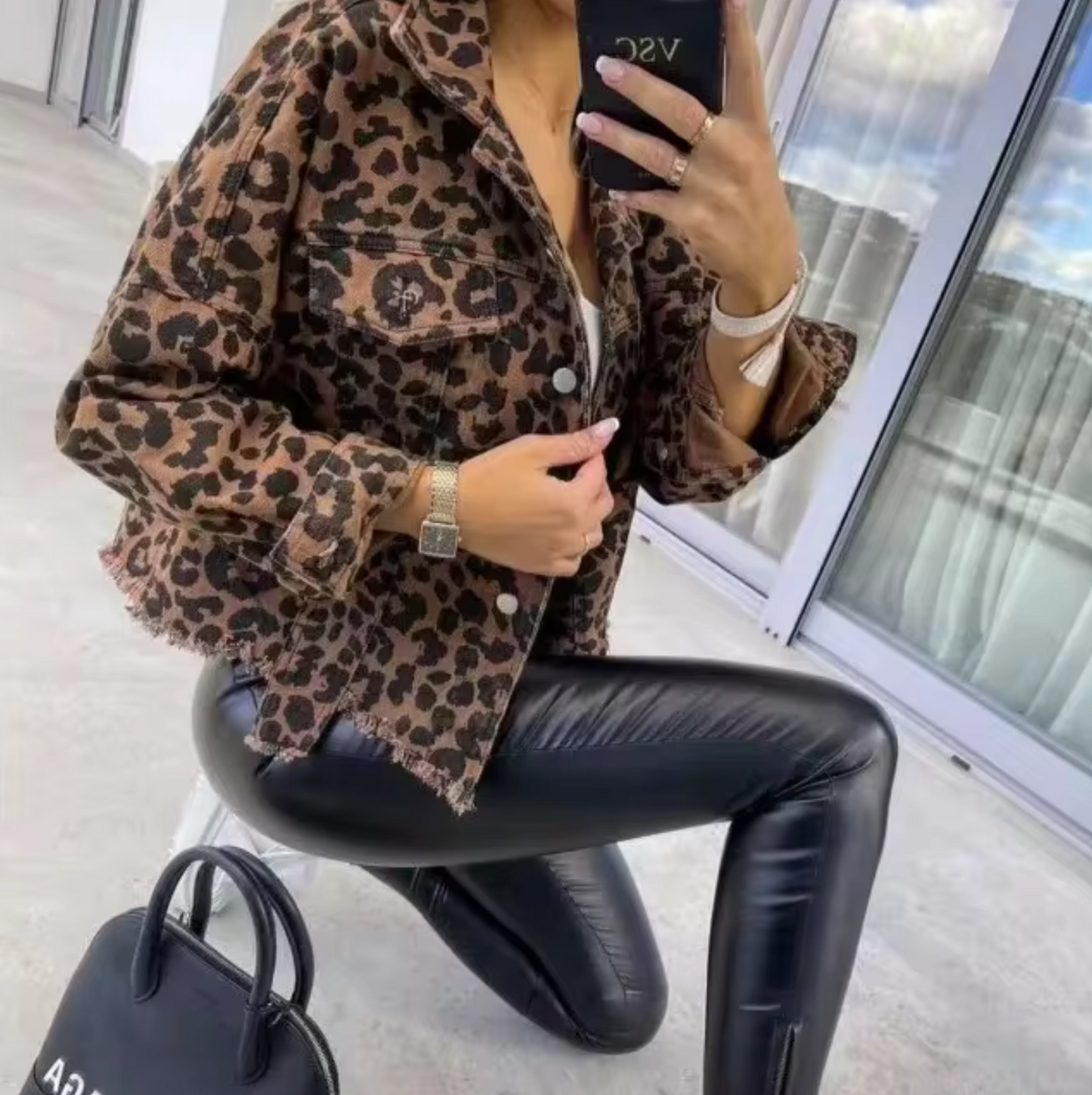 Stilla | Denimjakke Med Leopardprint
