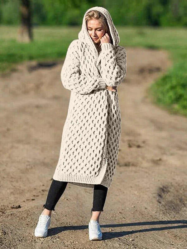 Stilla | Vinter Varm Hætte Cardigan Strik Sweater